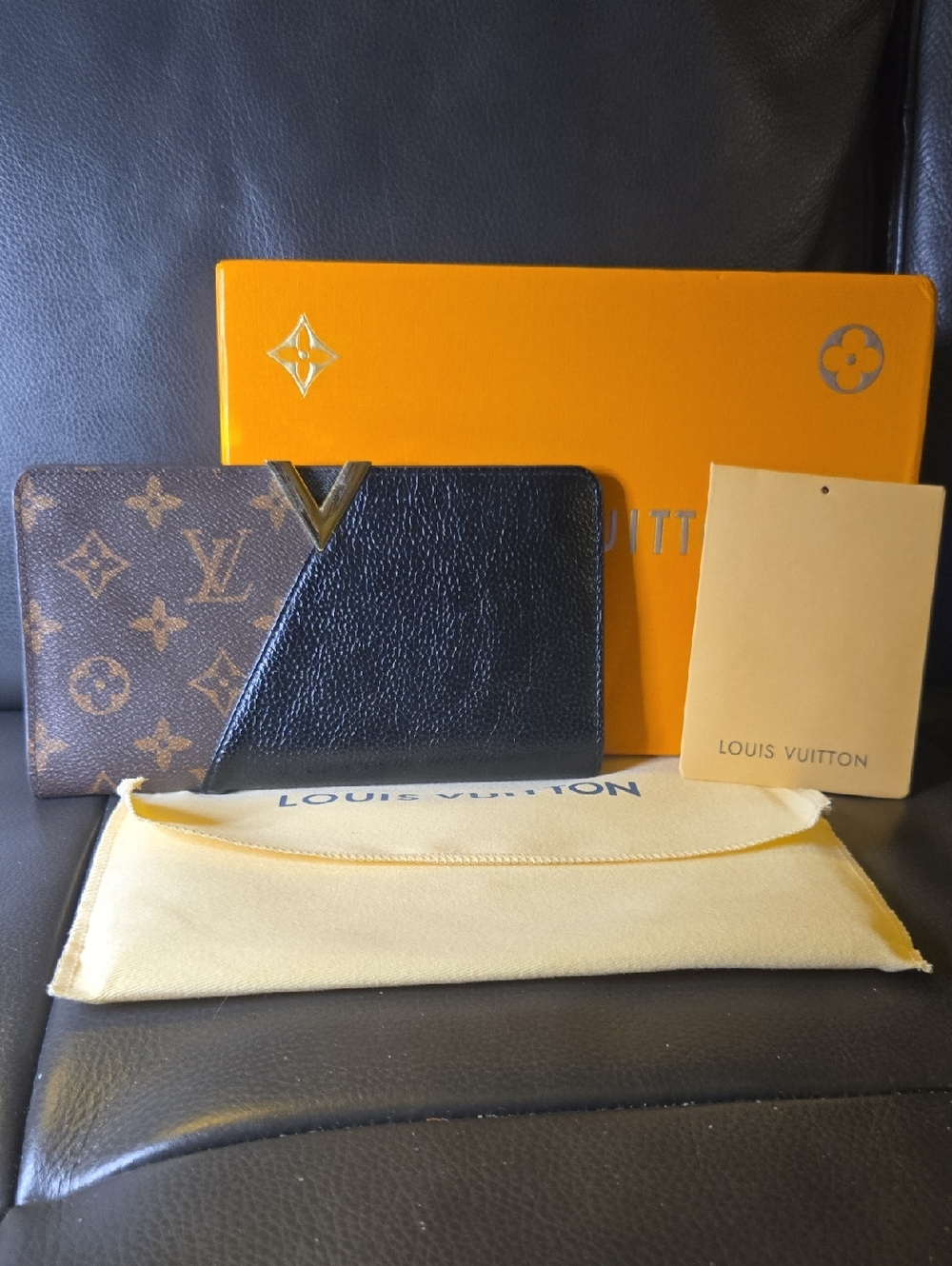 Black & Brown Monogram V-Trim Continental Wallet